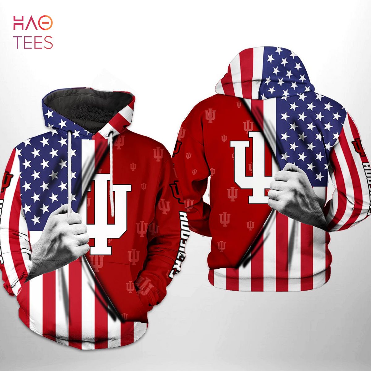 Indiana Hoosiers NCAA US Flag 3D Printed Hoodie