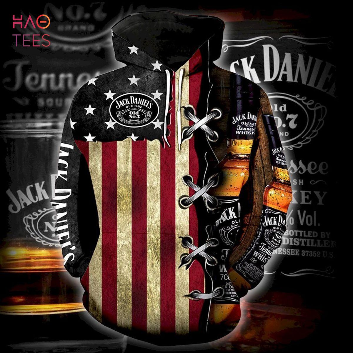 Jack Daniel American Flag All Over Print 3D Hoodie For Men And Women