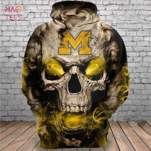 Michigan Wolverines Skull Michigan Wolverines 3d Hoodie All Over Print