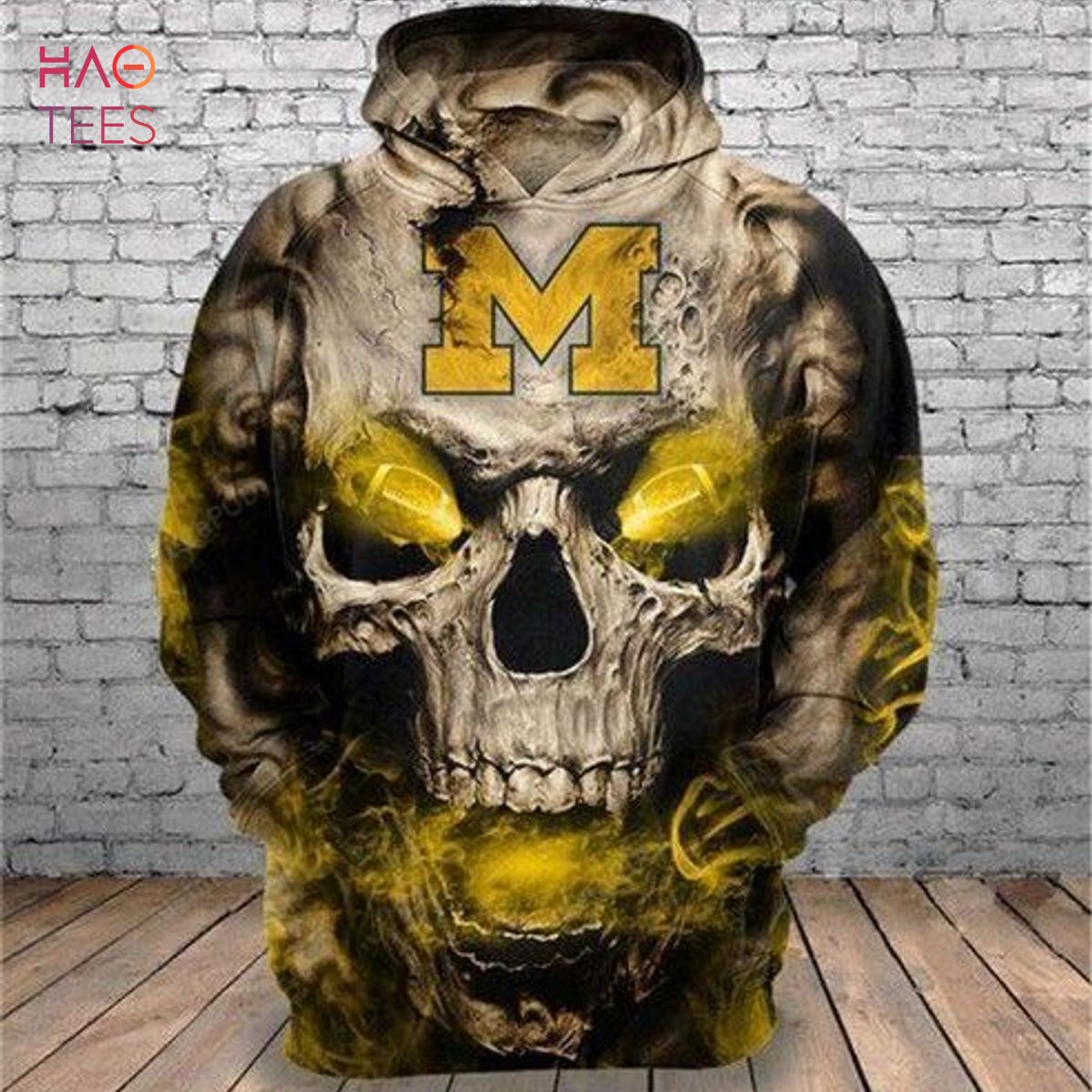 Michigan Wolverines Skull Michigan Wolverines 3d Hoodie All Over Print