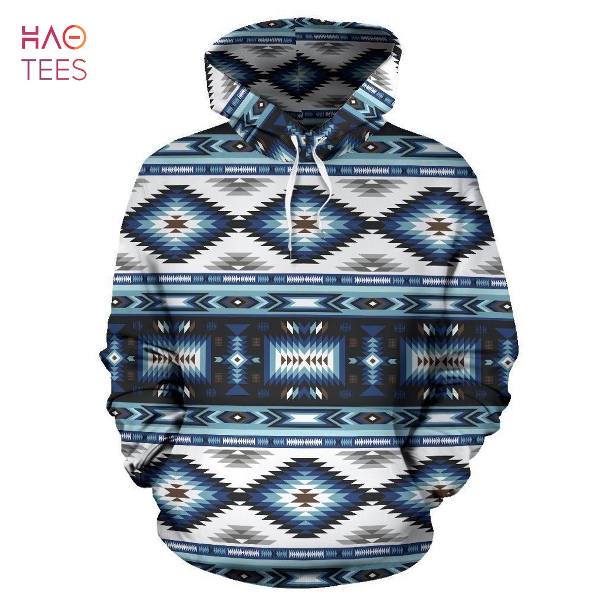 Navajo Dark Blue Print Pattern Pullover 3D Hoodie