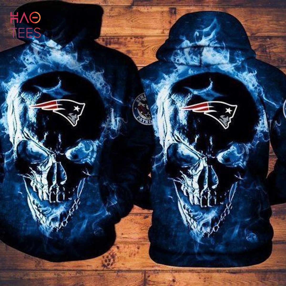 New England Patriots Skull 3D Hoodie