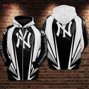 New York Yankees Nfl Football Big Logo Black White 3d Hoodie For Men For Women