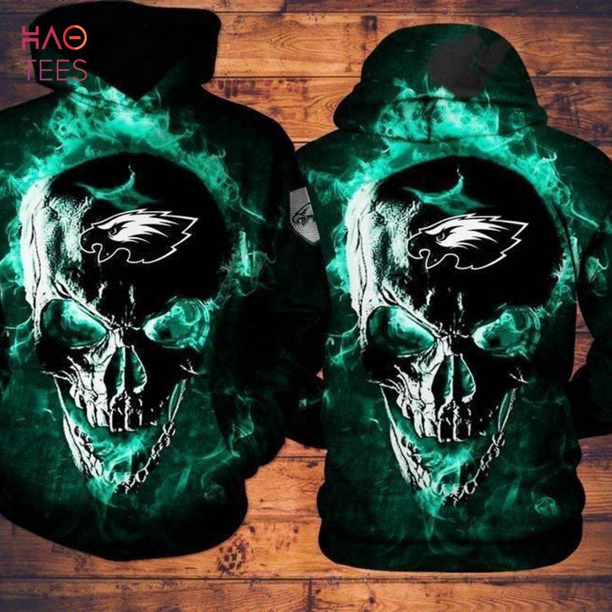 Philadelphia Eagles Skull With Cap 3D Hoodie All Over Printed - T-shirts  Low Price