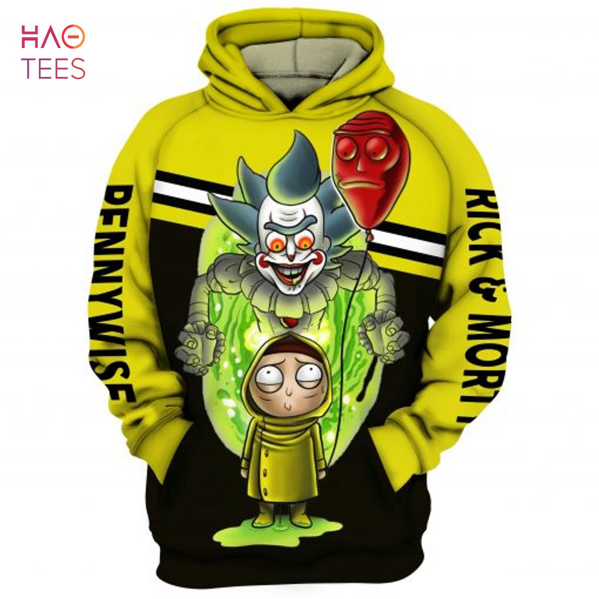 Rick And Morty And Pennywise It 3D Printed Hoodie