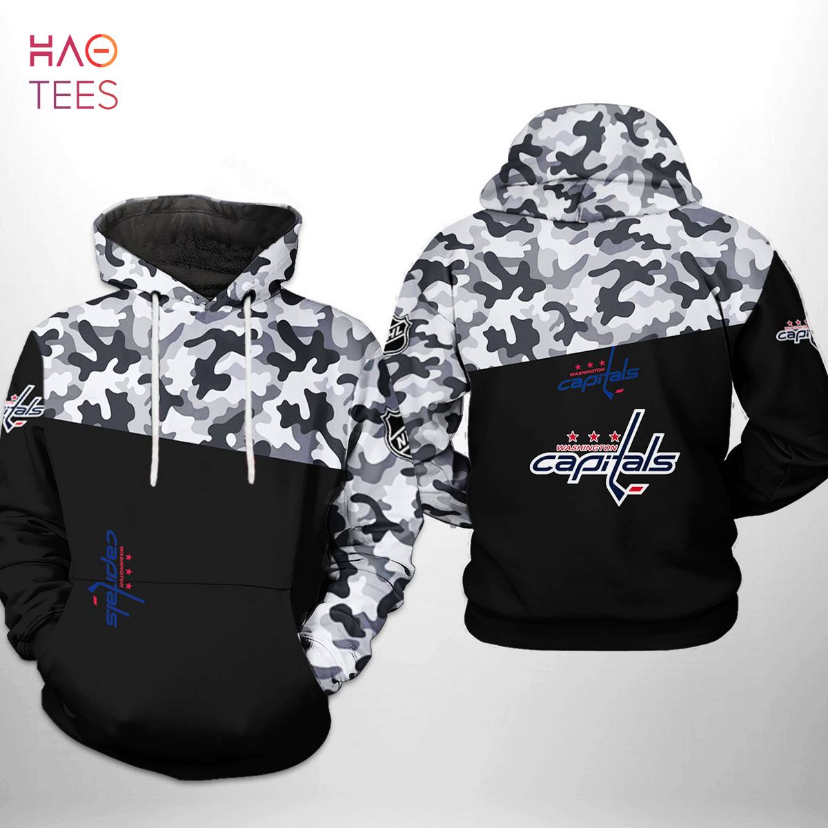 Washington Capitals NHL Camo Veteran 3D Printed Hoodie Washington Capitals NHL Camo Veteran 3D Printed Hoodie