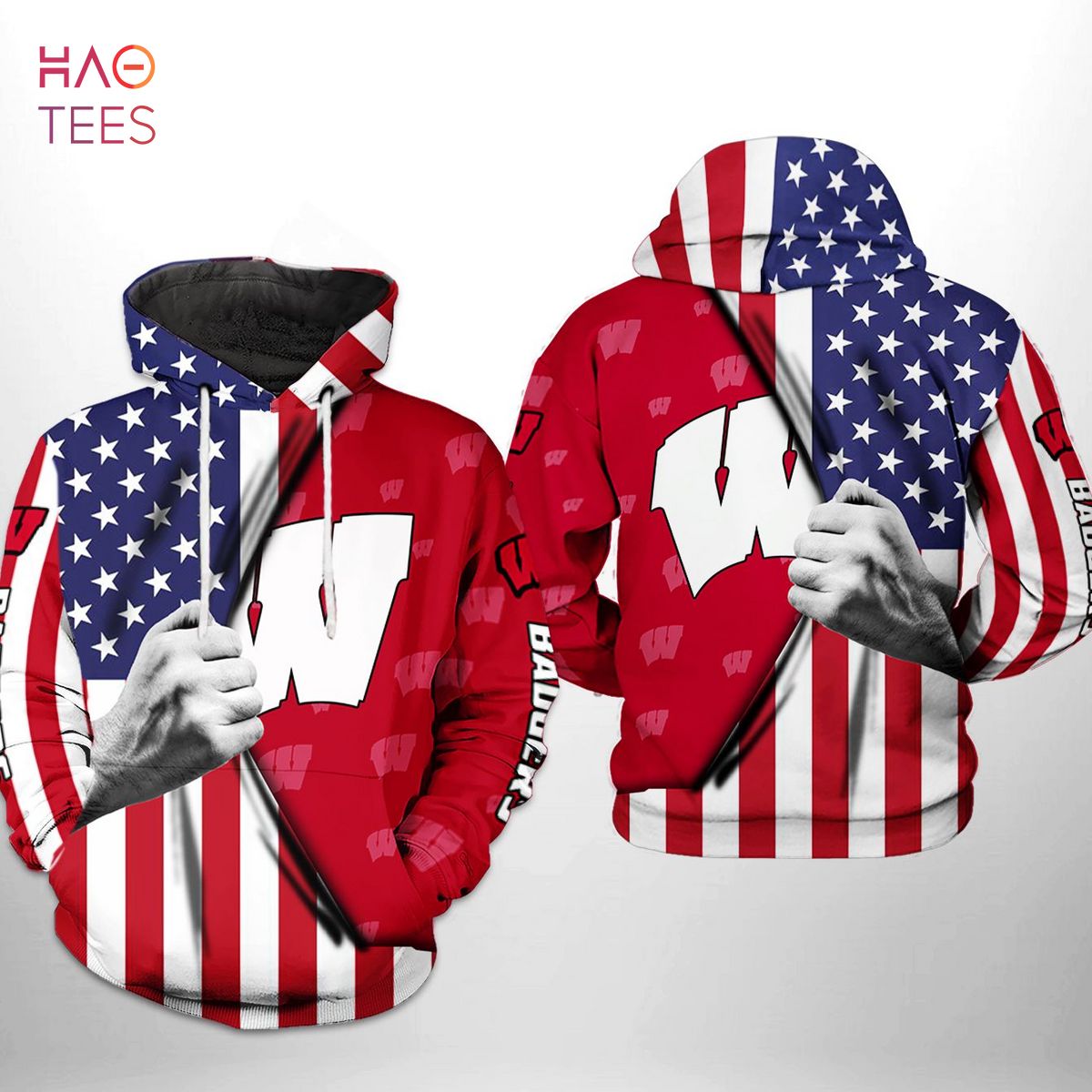 Wisconsin Badgers NCAA US Flag 3D Printed Hoodie Wisconsin Badgers NCAA US Flag 3D Printed Hoodie