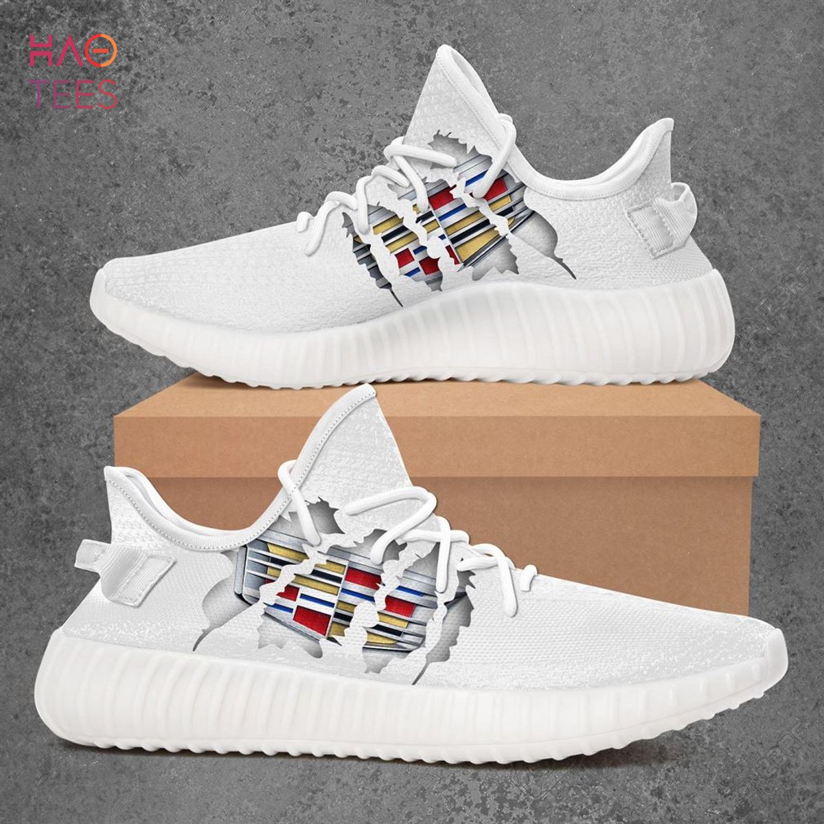 [TRENDDING] Cadillac Car Yeezy Sneakers Shoes White