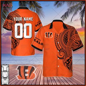 Cincinnati Bengals Nfl Skull Full Print Effect Pattern Backround Short  Sleeve Hawaiian Shirt And Beach Short - Freedomdesign