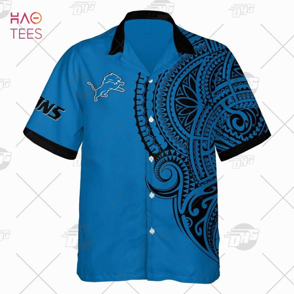 Personalize NFL Detroit Lions Polynesian Tattoo Design Hawaiian Shirt