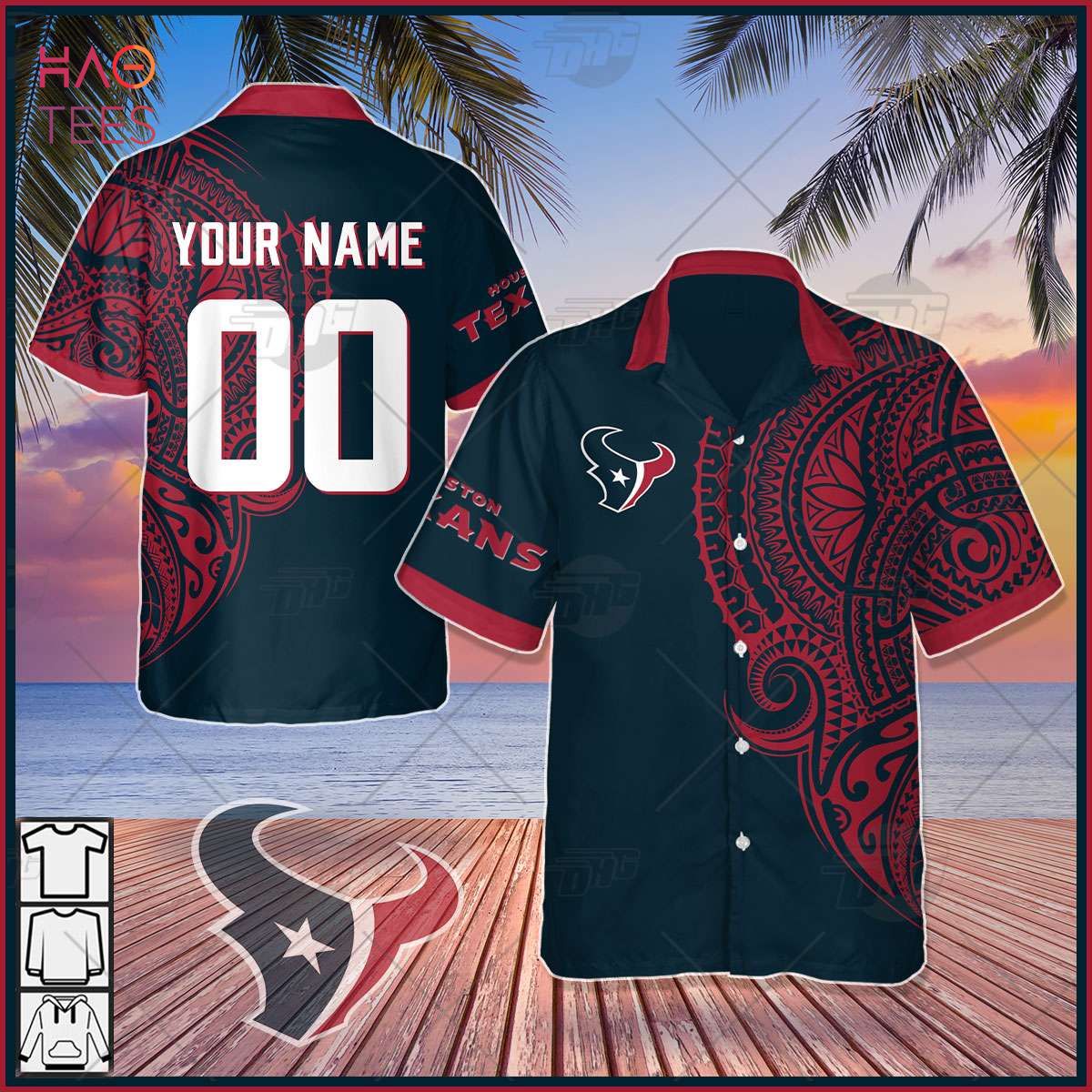 Houston Texans CUSTOM Embroidered Shirt -  Worldwide