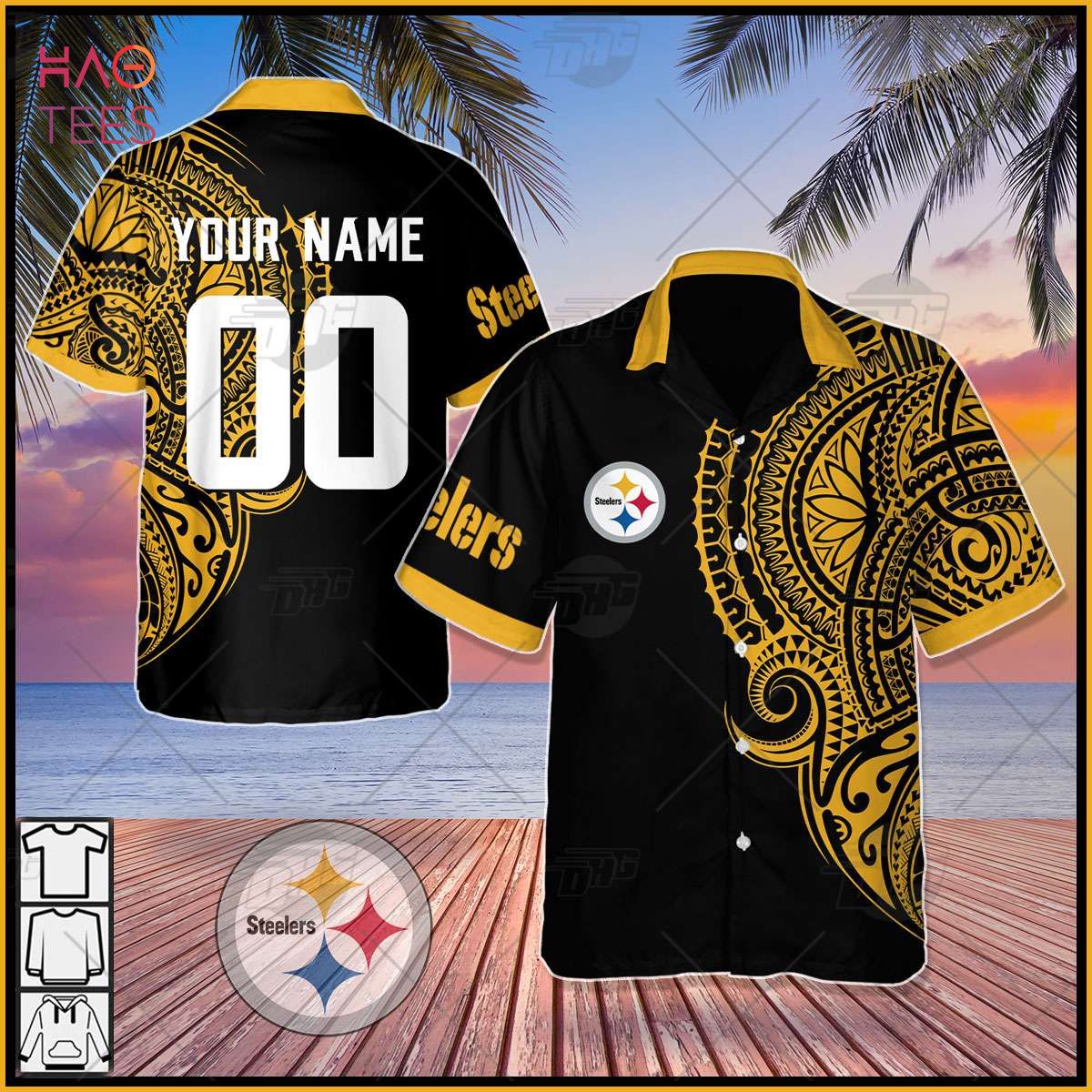 Uitsluiten boter extract Personalize NFL Pittsburgh Steelers Polynesian Tattoo Design Hawaiian Shirt