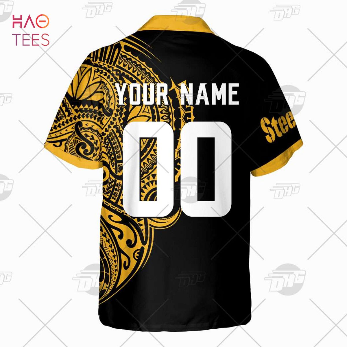 Personalize NFL Pittsburgh Steelers Polynesian Tattoo Design Hawaiian Shirt