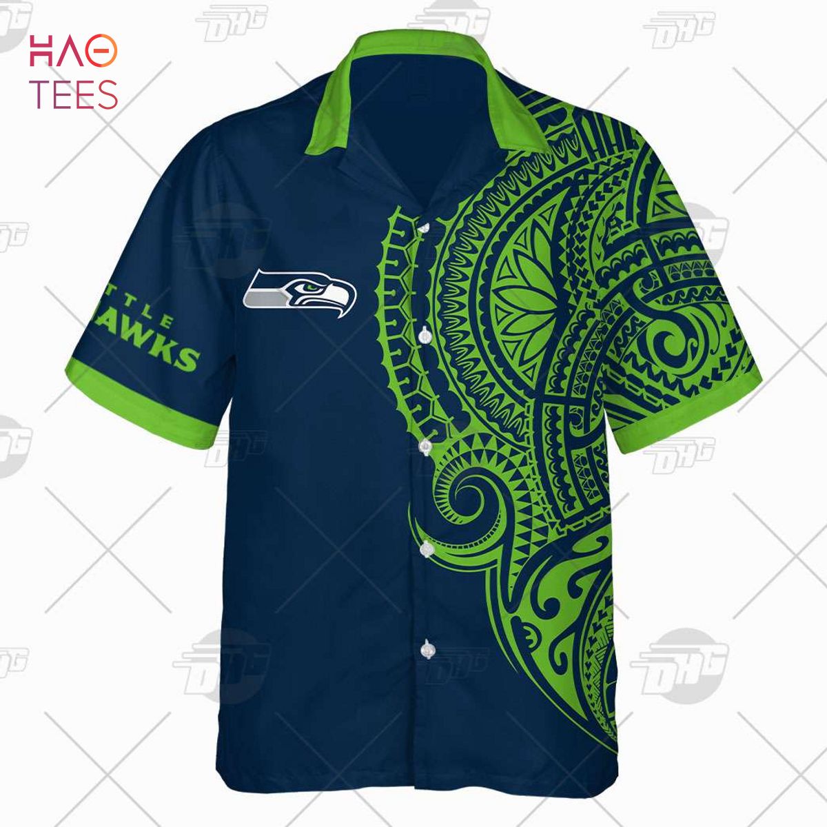 Personalized Seattle Mariners With Team 3d Hawaiian Shirt - Dark Turquoise  - Owl Ohh
