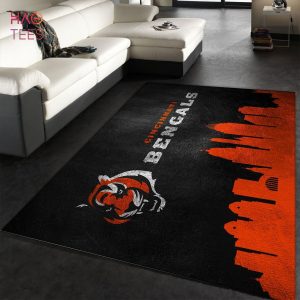 BEST Cincinnati Bengals Skyline NFL Area Rug For Christmas, Living room and bedroom Rug, Floor Decor Home Decor