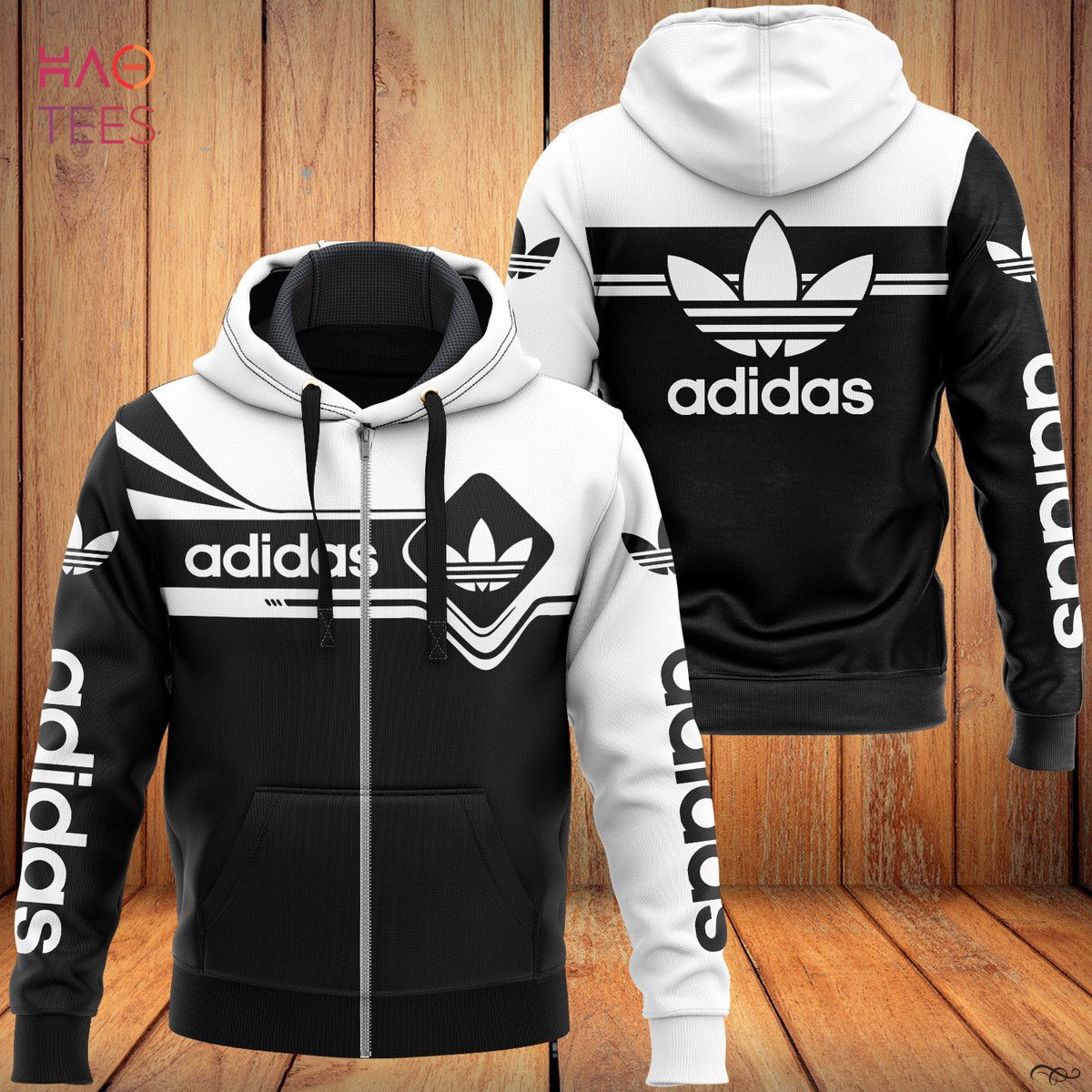 AVAILABLE Adidas Basic Color Black White Luxury Hoodie Limited Edition