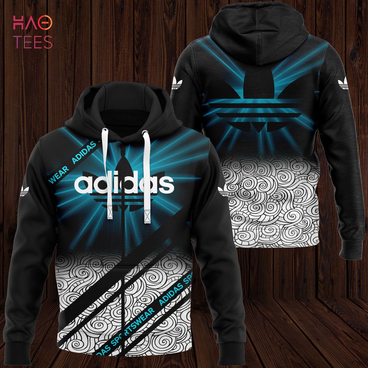 AVAILABLE Adidas Ble Black White Luxury 3D Hoodie Limited Edition