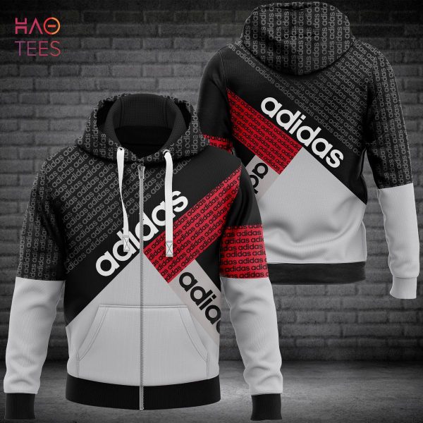 AVAILABLE Adidas Grey Red Black Luxury Hoodie Limited Edition