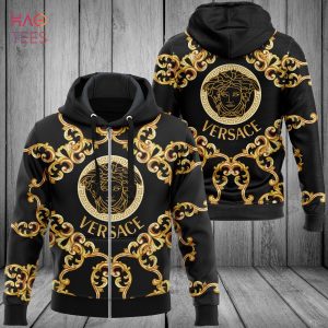 AVAILABLE Versace Black Mix Gold Logo Luxury 3D Hoodie Limited Edition