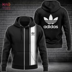 BEST Adidas Luxury Brand Full Black Mix White Plaid Hoodi Limited Edition