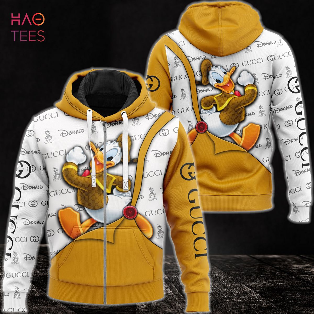 BEST Gucci Gold Donal Duck Luxury 3D Hoodie POD Design Luxury Store