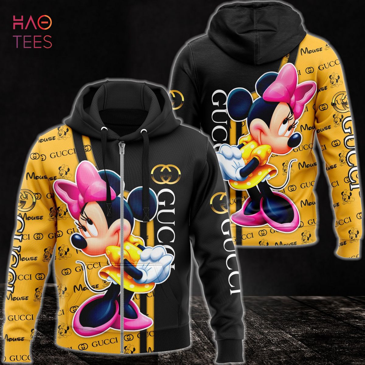 BEST Gucci Pink Mickey Mix Black Gold Luxury 3D Hoodie Limited Edition Luxury Store