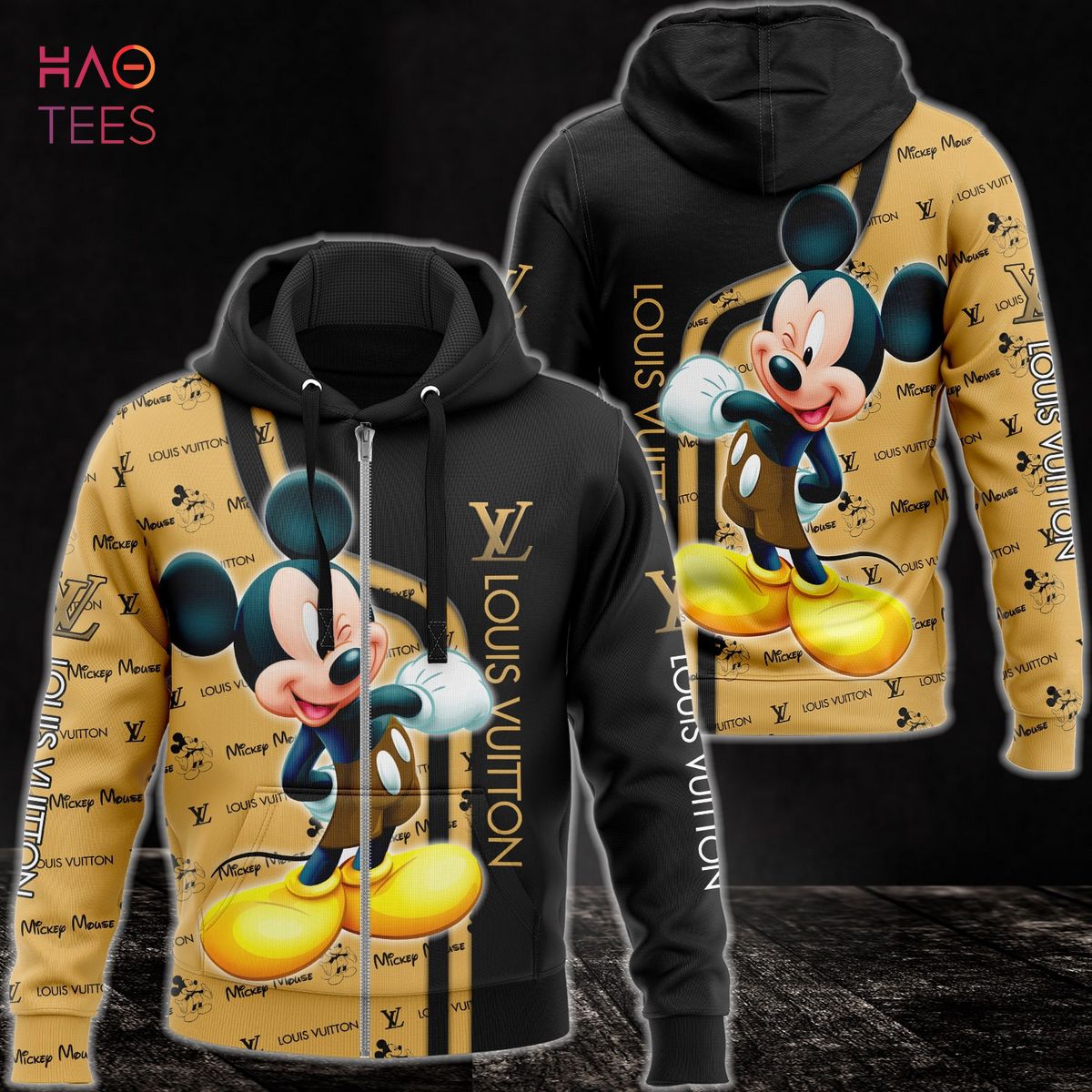 Mickey Mouse Louis Vuitton orange All over print 3D hoodie • Kybershop