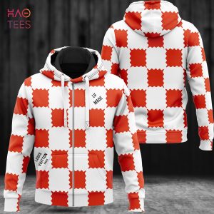 BEST Louis Vuitton Square Pattern Red White Luxury 3D Hoodie POD Design