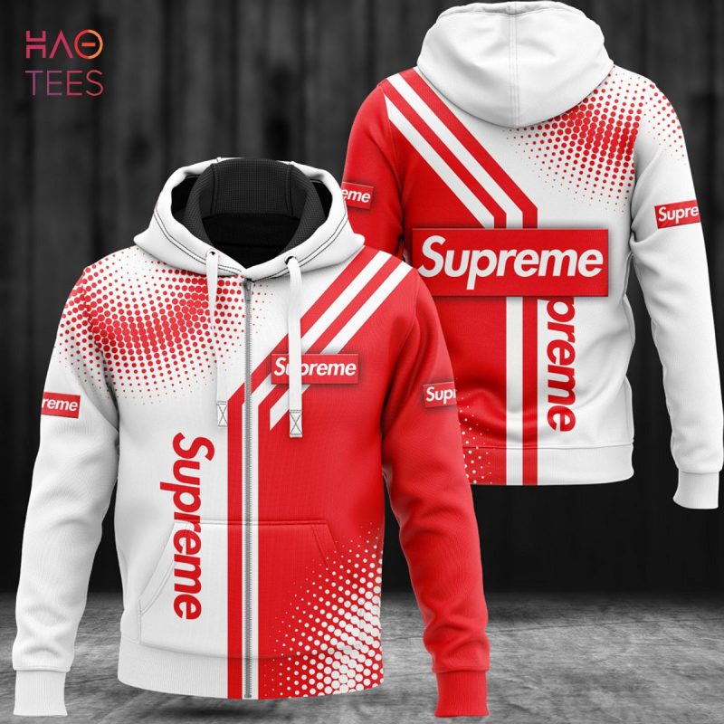 BEST Supreme Red Mix White Luxury Hoodie Limited Edition