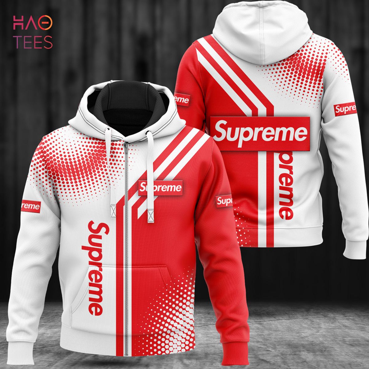 supreme screenprint hoodie - red on cream white XL rare OG