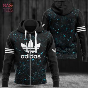 HOT Adidas Luxury Brand Blue Paint Flakes 3D Hoodie Limited Edition