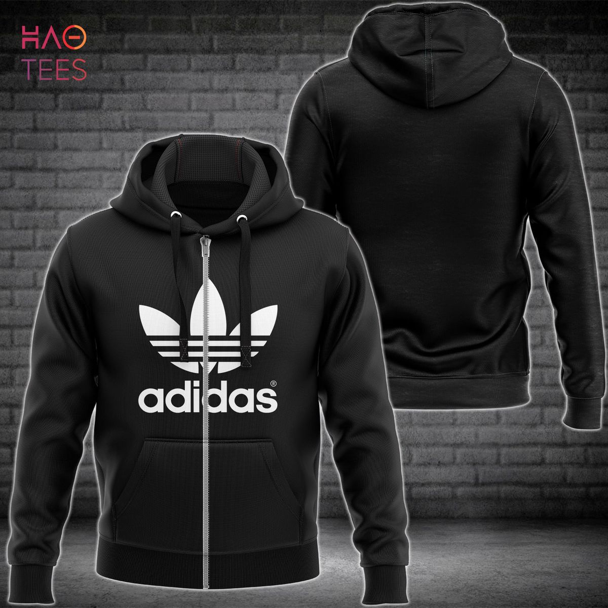 HOT Adidas Luxury Brand Originals Trefoil Full Black Hoodie Limited Edition Luxury Store