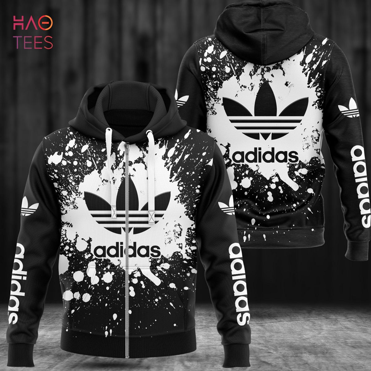 HOT Adidas Luxury Brand White Paint Flakes 3D Hoodie Limited Edition Luxury Store