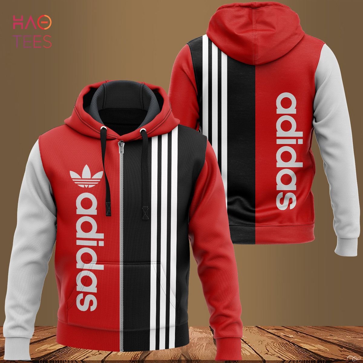 HOT Adidas Red Black Grey Luxury Hoodie Limited Edition Luxury Store