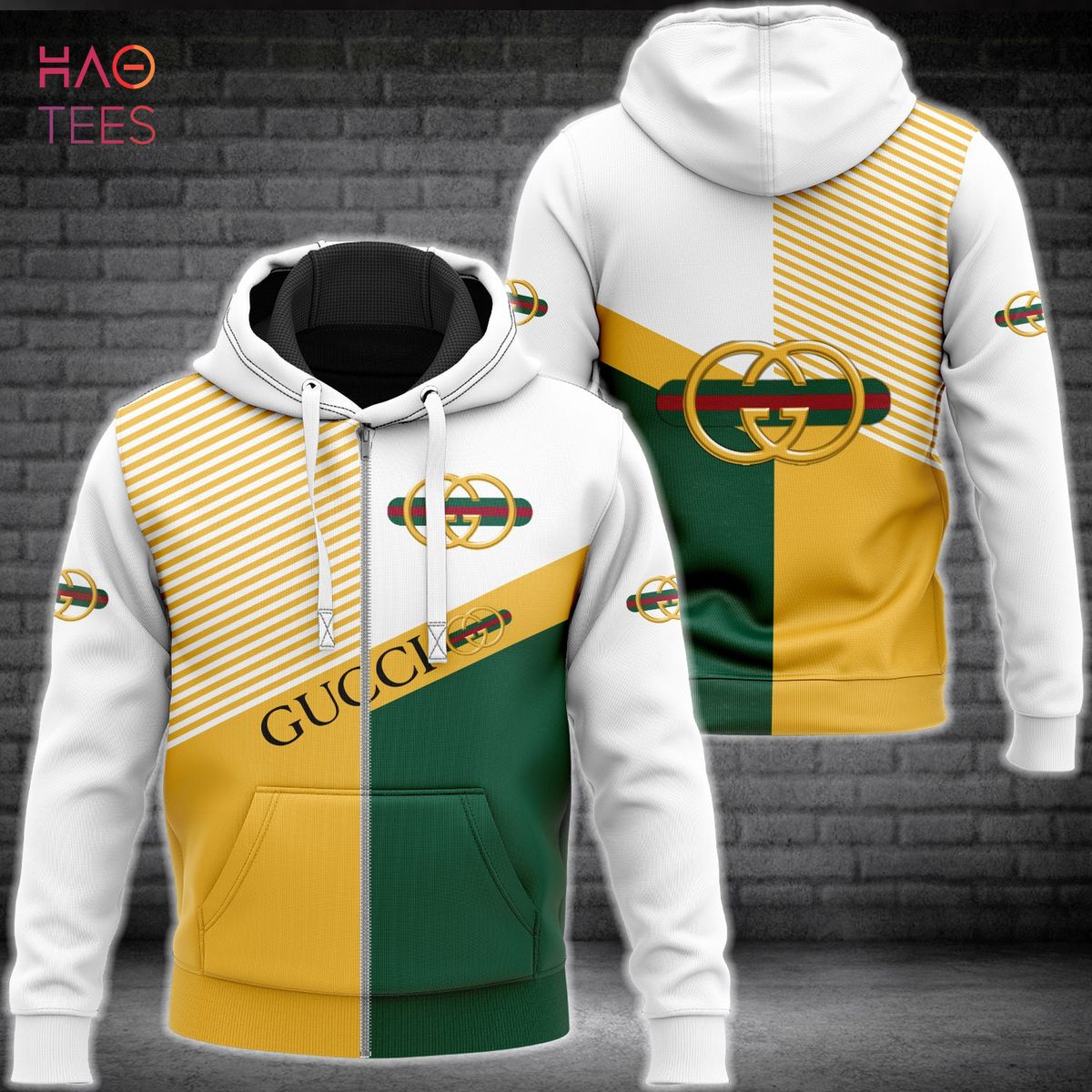 HOT Gucci Gold Green White Luxury Hoodie Limited Edition Luxury Store