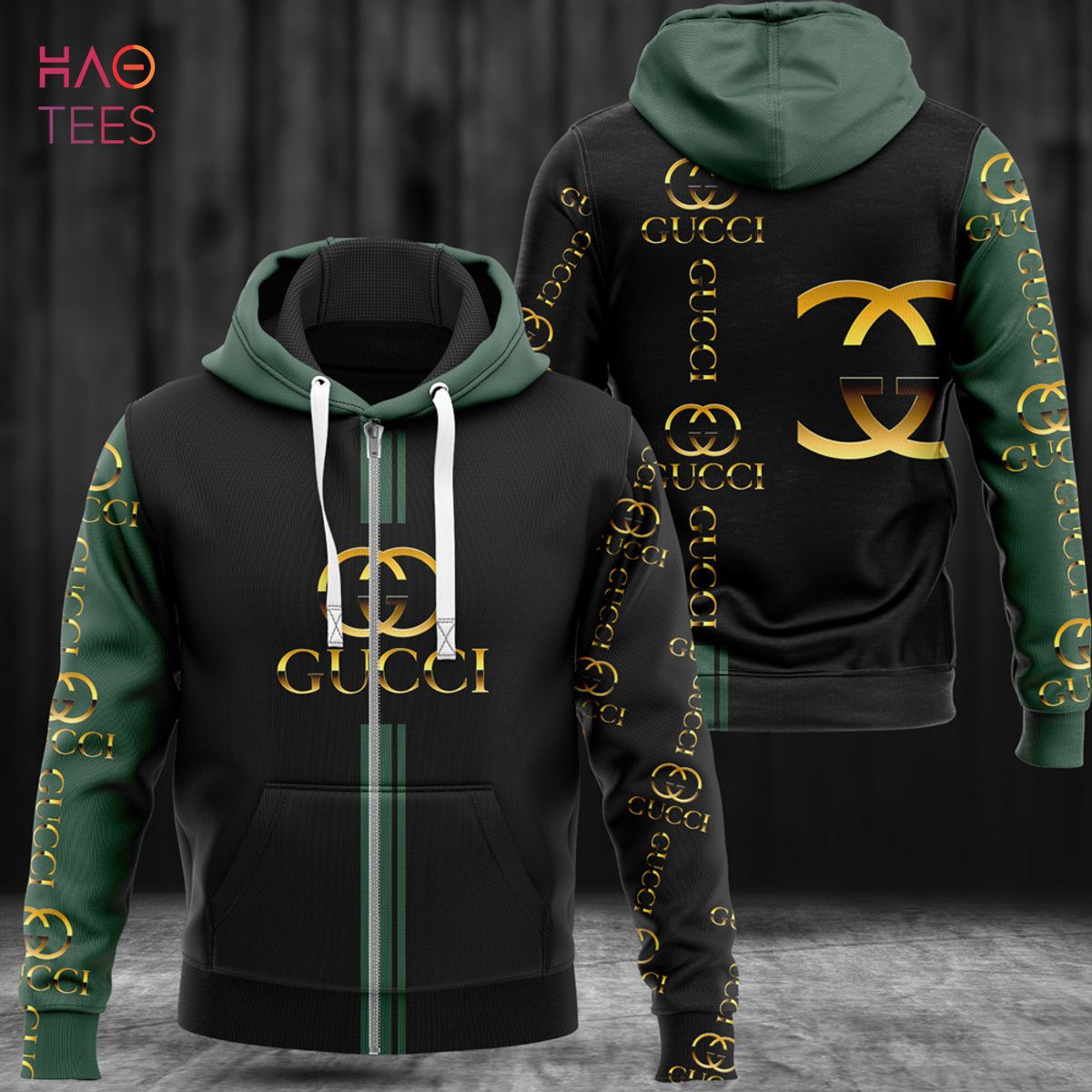 HOT Gucci Green Mix Black Luxury 3D Hoodie Limited Edition Luxury Store