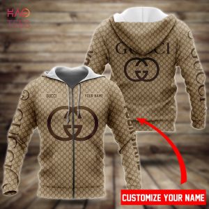 HOT Gucci Light Brown Mix Full Printing Luxury 3D Hoodie LImited Edition