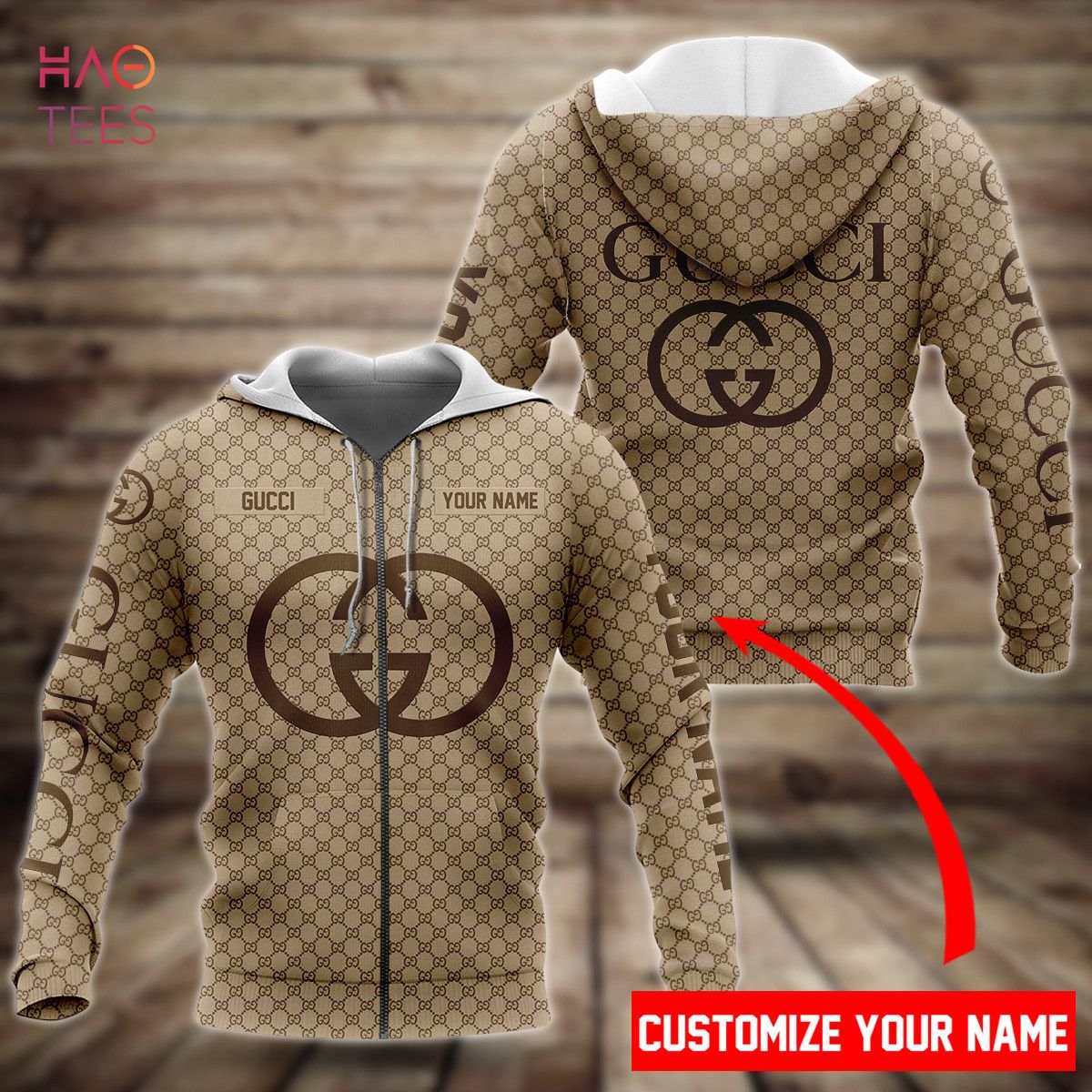 HOT Gucci Light Brown Mix Full Printing Luxury 3D Hoodie LImited Edition Luxury Store