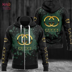 HOT Gucci Luxury Brand Green Paint Flakes 3D Hoodie POD Design