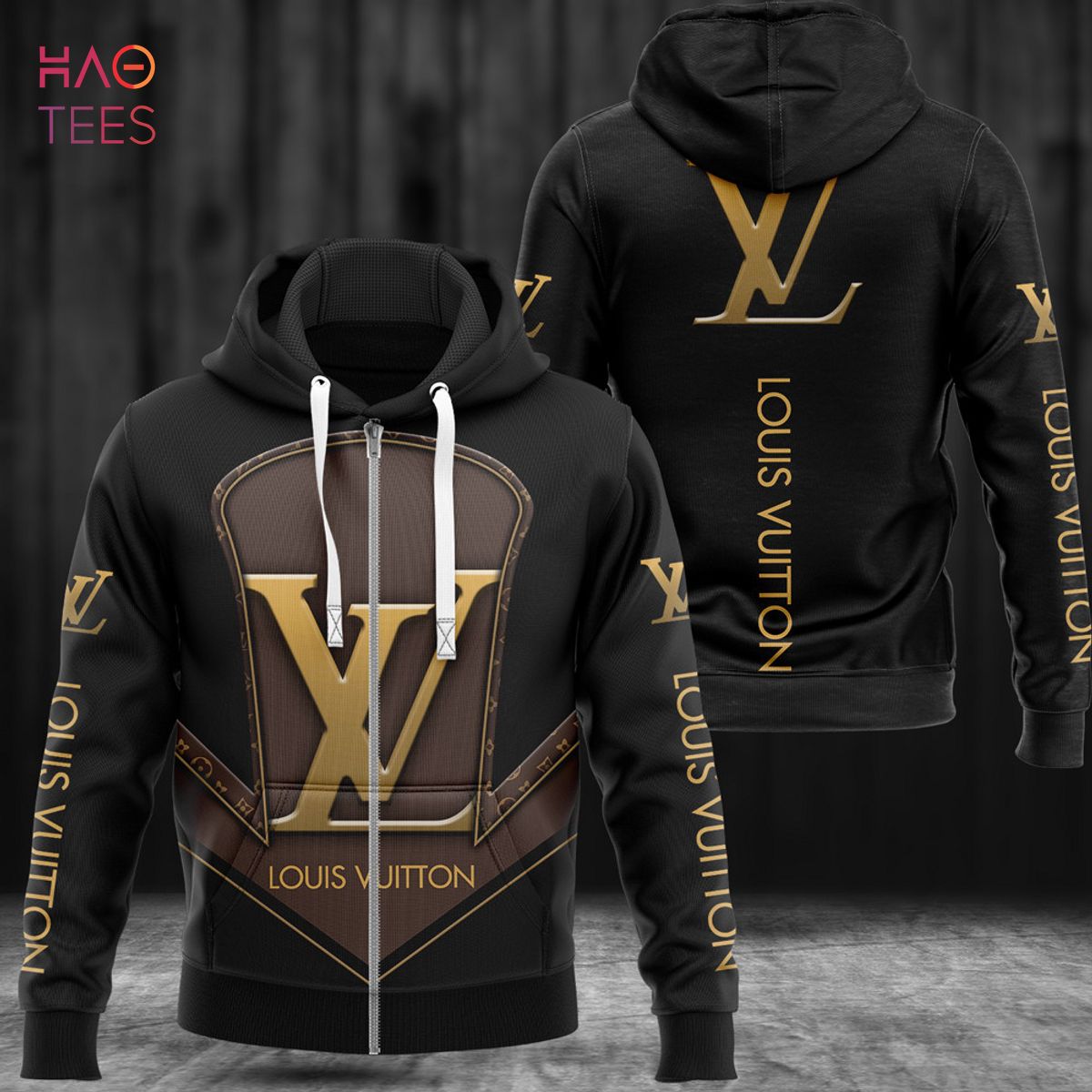 HOT Louis Vuitton Dark Brown Mix Black Luxury 3D Hoodie Limited Edition