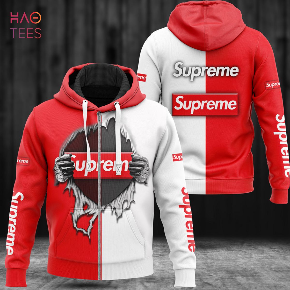 HOT Supreme Big Logo Luxury 3D Hoodie POD Design HOT Supreme Big Logo Luxury 3D Hoodie POD Design