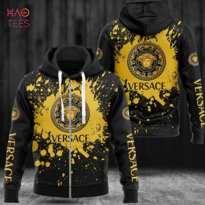 HOT Versace Luxury Brand Paint Flakes Gold Luxury 3D Hoodie Limited Edition