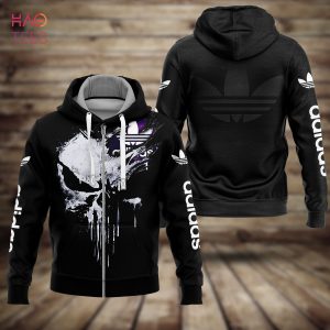 NEW Adidas Black Mix White Paint Flakes 3D Hoodie Luxury Brand Limited Edition