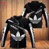 NEW Adidas Full Black Mix Stripe Pattern Luxury Hoodie Limited Edition