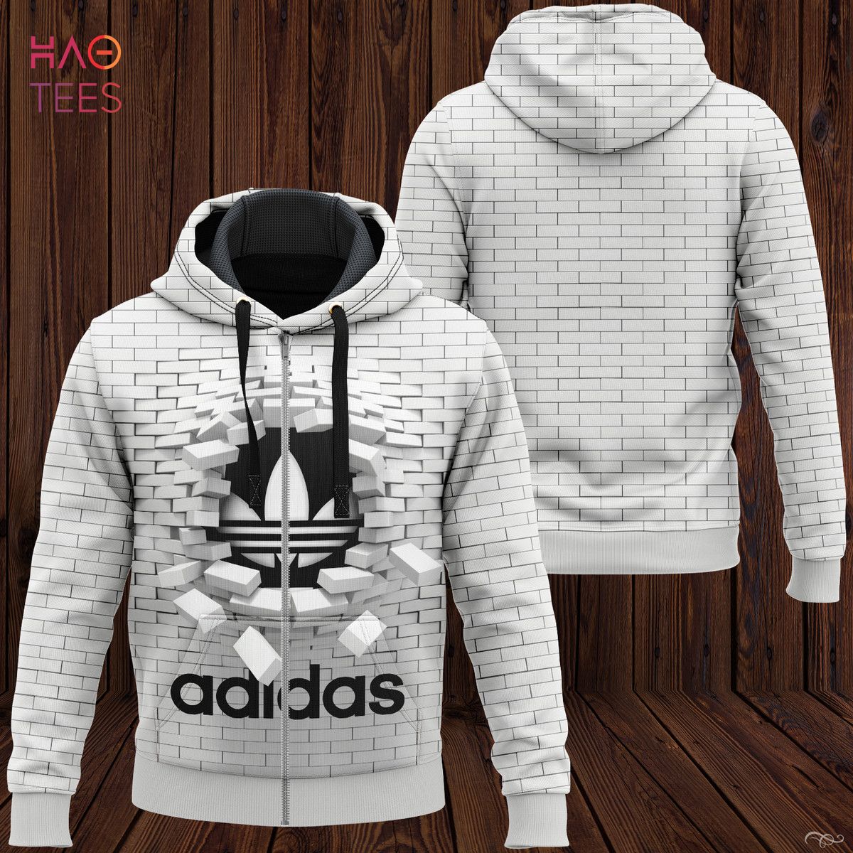 NEW Adidas Full White Mix Black Logo Luxury 3D Hoodie Limited Edition Luxury Store