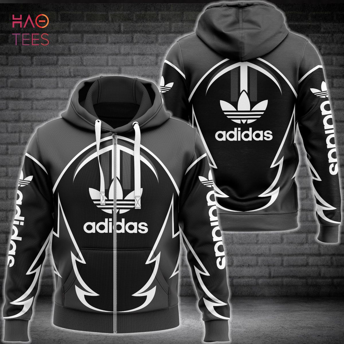 NEW Adidas Luxury Brand Full Printing Black 3D Hoodie Limited Edition Luxury Store