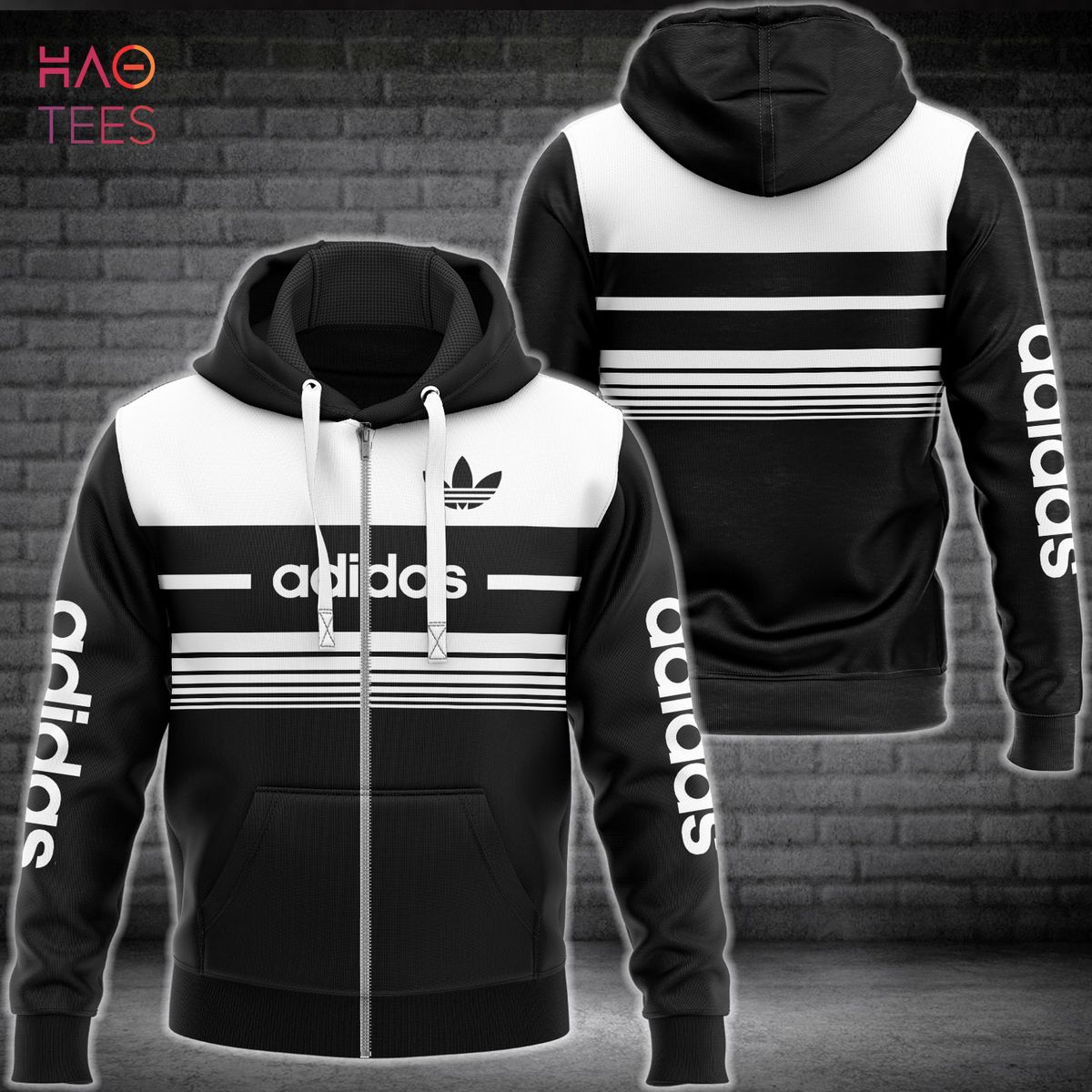 NEW Adidas Luxury Brand Horizontal Plaid Luxury Hoodie Limited Edition Luxury Store