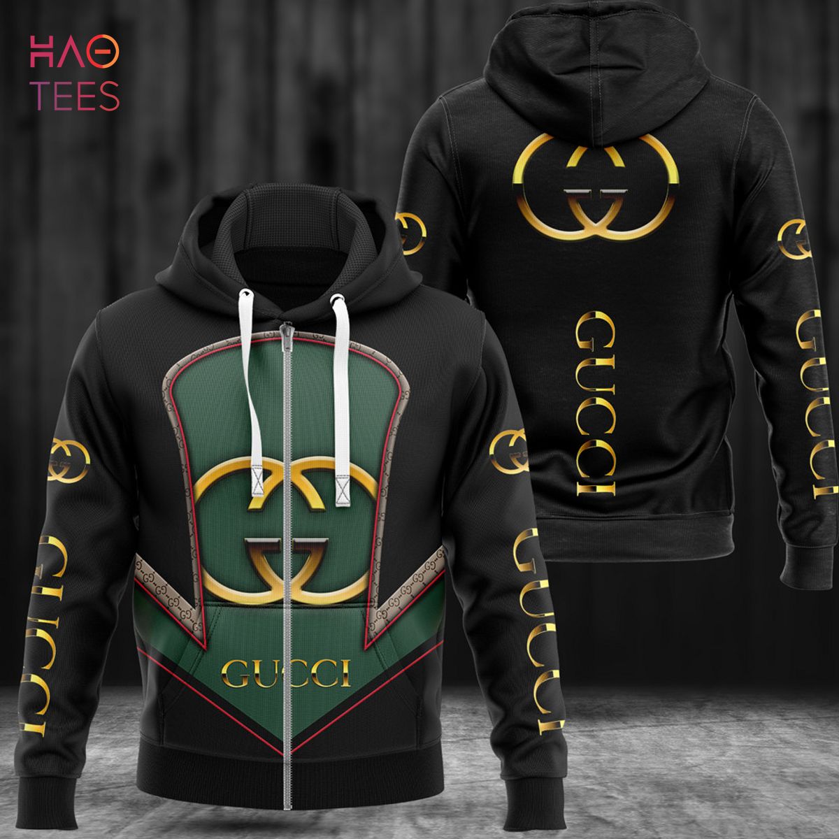 NEW Gucci Basic Color Green Mix Black Luxury Hoodie Limited Edition Luxury Store