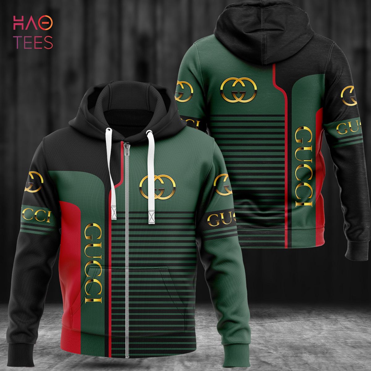 NEW Gucci Stripe Black Green Luxury Hoodie Limited Edition Luxury Store