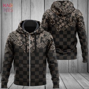 NEW Louis Vuitton Black Square Pattern Luxury 3D Hoodie Limited Edition